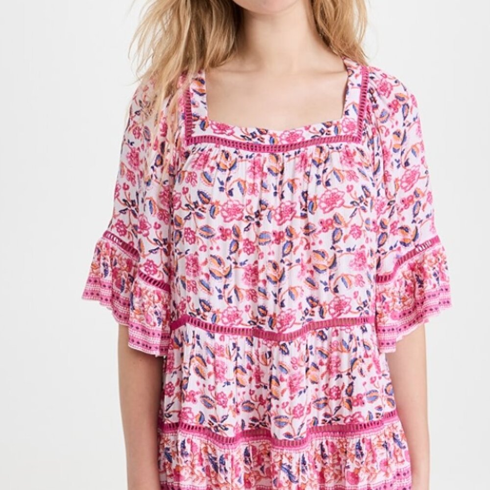 Playa Lucila, Pink Floral Dress, Size XL